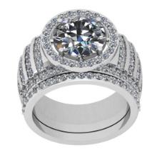 5.97 Ctw SI2/I1 Diamond Style Prong Set 18K White Gold Engagement set Ring