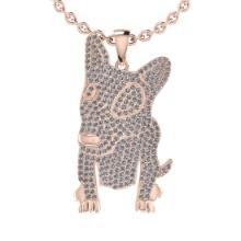 1.73 Ctw SI2/SI1 Diamond Style Prong Set 18K Rose Gold chinese year of the Dog Necklace (ALL DIAMOND