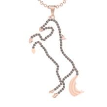 1.10 Ctw VS/SI1 Diamond 14K Rose Gold Horse Necklace(ALL DIAMOND ARE LAB GROWN )