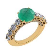 4.65 Ctw VS/SI1 Emerald and Diamond 14K Yellow Gold Engagement Ring (ALL DIAMOND ARE LAB GROWN)