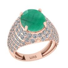 6.72 Ctw VS/SI1 Emerald And Diamond 14K Rose Gold Engagement Ring