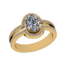 1.60 Ctw SI2/I1 Diamond Style Prong Set 18K Yellow Gold Engagement Halo Ring