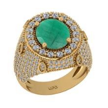 7.00 Ctw VS/SI1 Emerald And Diamond 14K Yellow Gold Engagement Ring