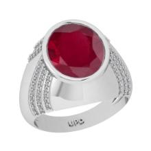 5.15 Ctw VS/SI1 Ruby And Diamond 14K White Gold Engagement Ring