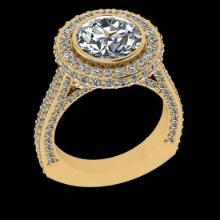 4.70 Ctw VS/SI1 Diamond Prong Set 18K Yellow Gold Engagement Ring