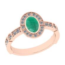 1.07 Ctw VS/SI1 Emerald And Diamond 14K Rose Gold Wedding Ring