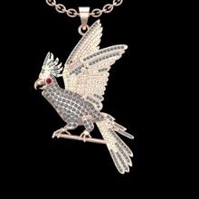 1.72 Ctw VS/SI1 Ruby and Diamond Prong Set 18K Rose Gold Birds Necklace (ALL DIAMOND ARE LAB GROWN )