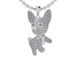 1.31 Ctw SI2/SI1 Diamond Style Prong Set 18K White Gold chinese year of the Dog Necklace (ALL DIAMON