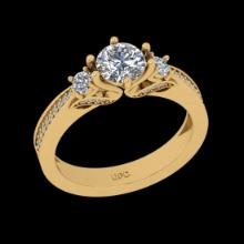 1.40 Ctw VS/SI1 Diamond Prong Set 18K Yellow Gold Engagement Ring