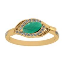 0.57 Ctw VS/SI1 Emerald And Diamond 14K Yellow Gold Engagement Ring