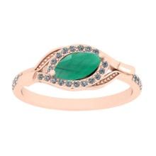 0.57 Ctw VS/SI1 Emerald And Diamond 14K Rose Gold Engagement Ring