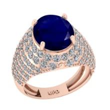 6.72 Ctw VS/SI1 Blue Sapphire And Diamond 14K Rose Gold Engagement Ring