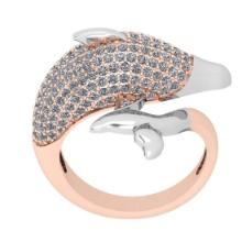 1.76 Ctw SI2/SI1 Diamond Style Prong Set 18K Rose & White Gold two tone Dolphin Ring