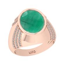 5.15 Ctw VS/SI1 Emerald And Diamond 14K Rose Gold Engagement Ring
