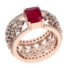 1.22 Ctw VS/SI1 Ruby And Diamond 14K Rose Gold Engagement Halo Ring