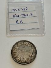 1855 FF Denmark 1 Rigsdaler Coin