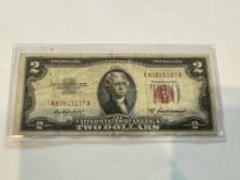 1953-A Series $2 Dollar Red Seal Note - Thomas Jefferson Bill