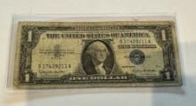 1957-B Series One Dollar Blue Seal Note - Washington Bill