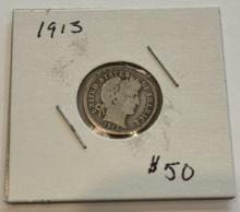 1913 Liberty Head Barber Dime Coin
