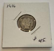 1916 Liberty Head Barber Dime Coin