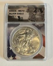 2021-W S$1 Silver Eagle Coin ANACS - MS70 TYPE I