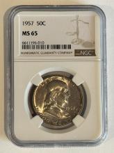 1957 Franklin Silver Half Dollar Coin - NGC MS65