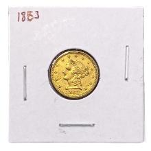 1853 $2.50 Gold Quarter Eagle ABOUT UNCIRCULATED