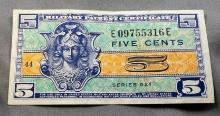 Five Cents Series 521 Military Payment Certificate