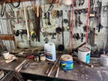 Wall Clean off w/ misc tools, items on workbench included, workbench not included