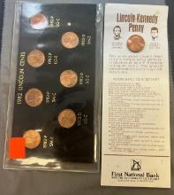 Lincoln-Kennedy Cent w/ story card and 1982 Type set