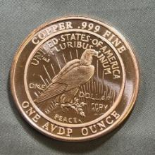 ONE OUNCE .999 COPPER ROUND
