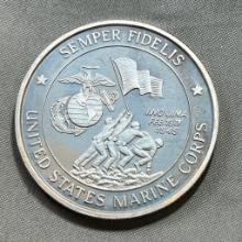 US Marines One Troy Ounce .999 Silver Round, SIGMA TESTED