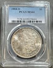 1884-O Morgan Silver Dollar, grade MS64 in PCGS holder