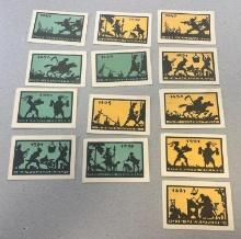 13- Pieces of Notgeld German Emergency Issue banknotes, 25 and 75 Pfennig