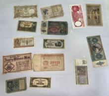 14 Pieces of asst. foreign currency