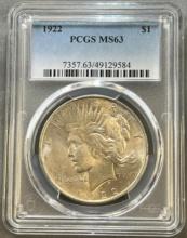 1922 Peace Dollar in PCGS MS63 Holder