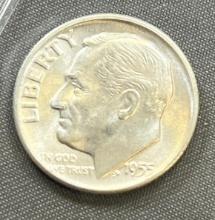 1955-D Roosevelt Dime, 90% Silver, Better quality