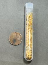 Vial of Gold Flake, Wheat cent for size reference and not included, sells times the money