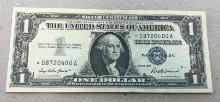1957 One Dollar Silver Certificate Star Note, minimal circulation