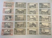 20 Piece set of German Notgeld 50 Pfennig Currency, 1-20, SELLS TIMES THE MONEY