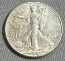 1941 US Walking Liberty Half Dollar, 90% Silver