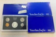 3- 1968 US Mint Proof Set, each one has a 40% Silver Quarter included, SELLS TIMES THE MONEY