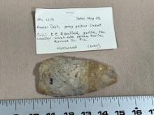 Arrowheads Artifacts Large Flint Celt from Florida w/ documentation 5"