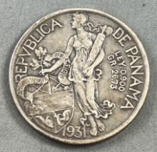 1931 Panama Balboa .900 Silver Coin