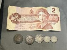 Canada Lot, $2 note, Silver coins and more