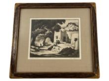 Gene Kloss - Noon Shadows Vintage Signed Etching in Frame