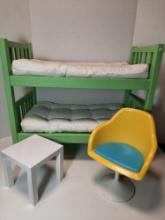 American Girl Bunk Bed, Chair and Table