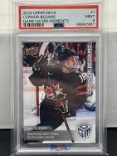 Connor Bedard 2023 Upper Deck Game Dated Moments Rookie RC PSA 9 MINT #1
