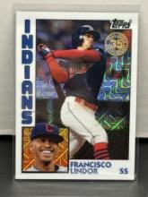 Francisco Lindor 2019 Topps Chrome Silver Pack 1984 Design Mojo Refractor Insert #T84-9