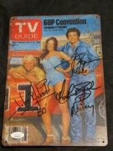 John Schneider,Tom Wopat, Catherine Bach multi autographs on an 8x10 photo with JSA COA /witnessed